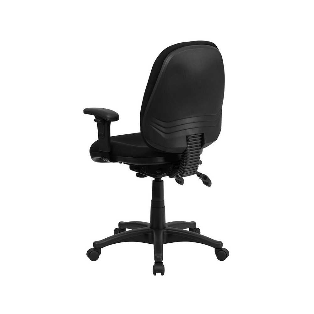 Mid-Back Black Fabric Multifunction Executive Swivel Ergonomic Office Chair with Adjustable Arms