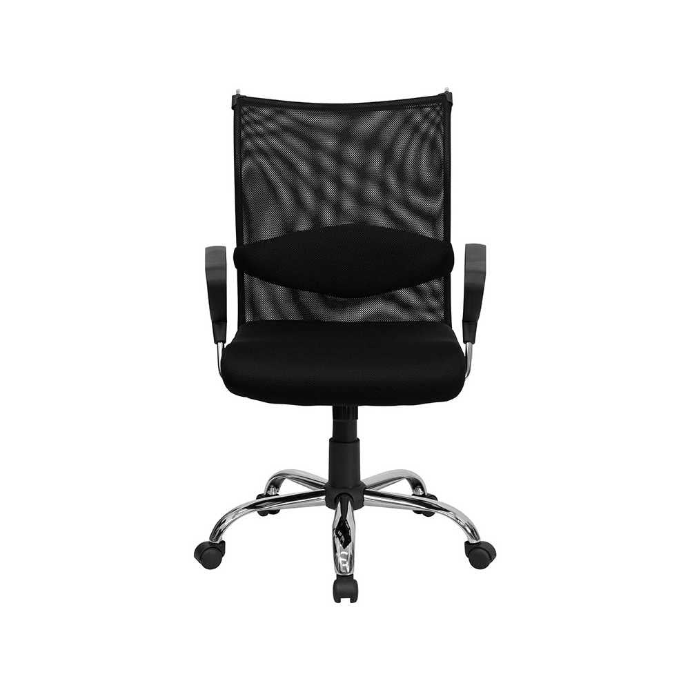 Mid-Back Black Mesh Swivel Manager's Office Chair with Adjustable Lumbar Support and Arms