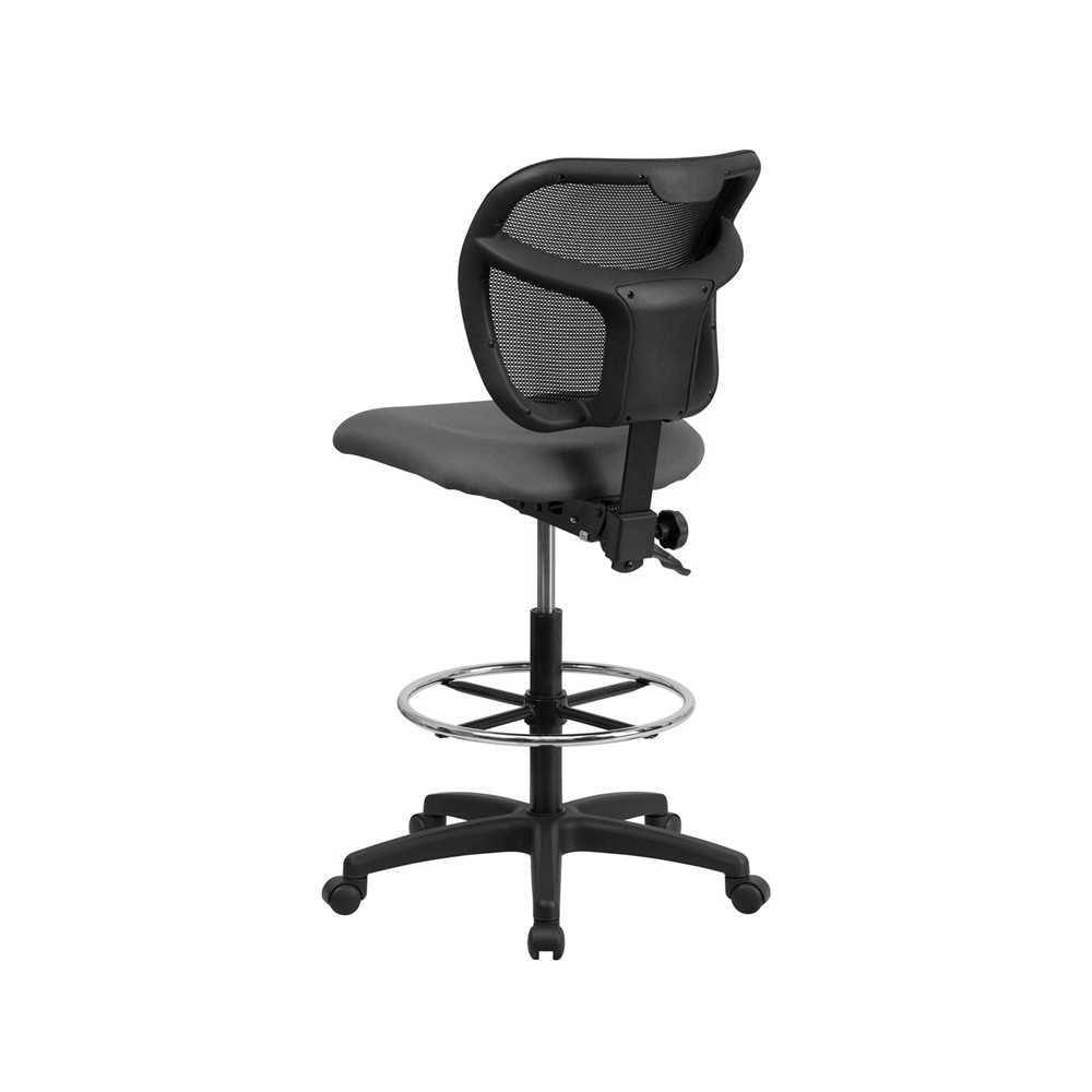 Mid-Back Gray Mesh Drafting Chair with Back Height Adjustment