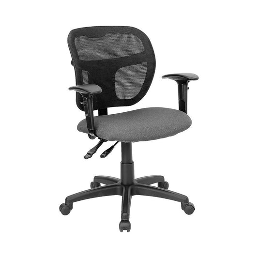 Mid-Back Gray Mesh Swivel Task Office Chair with Back Height Adjustment and Adjustable Arms