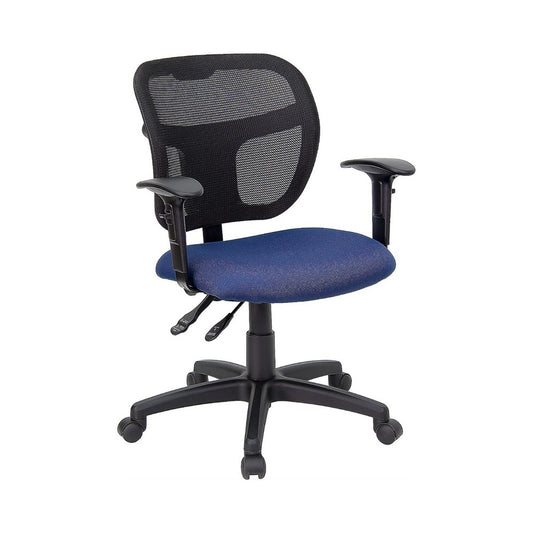 Mid-Back Navy Blue Mesh Swivel Task Office Chair with Back Height Adjustment and Adjustable Arms