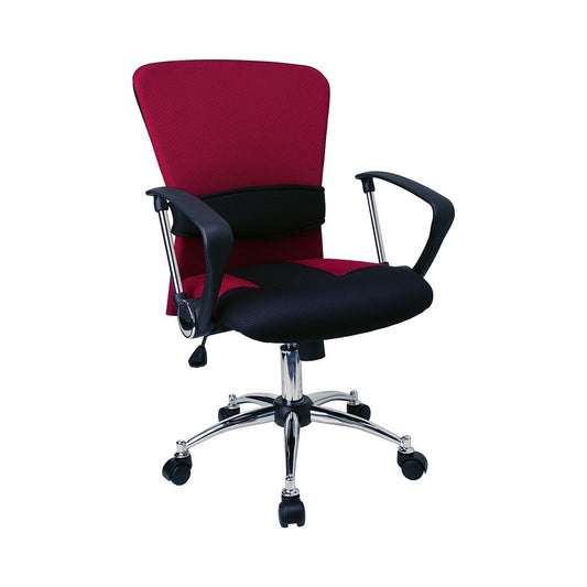 Mid-Back Red Mesh Swivel Task Office Chair with Adjustable Lumbar Support and Arms
