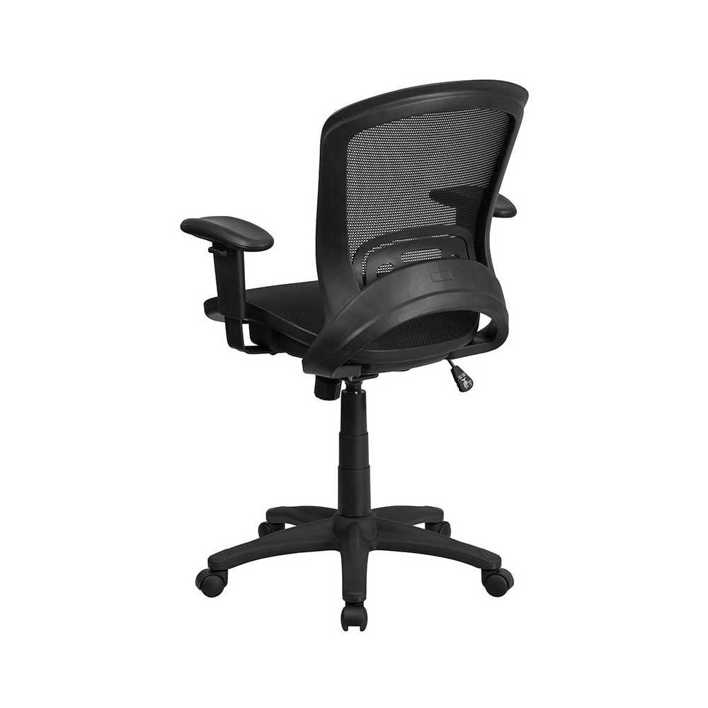 Mid-Back Transparent Black Mesh Executive Swivel Office Chair with Adjustable Arms