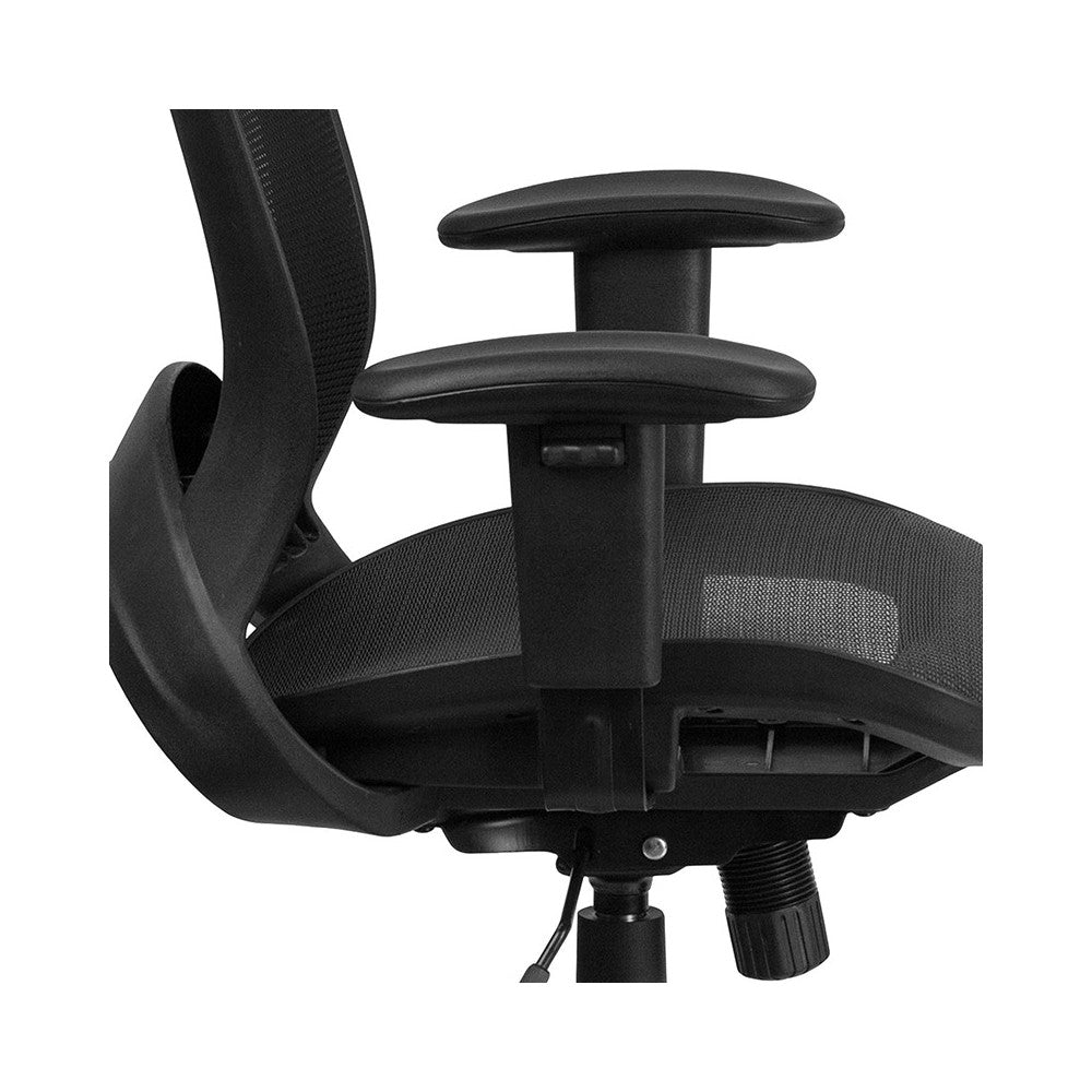 Mid-Back Transparent Black Mesh Executive Swivel Office Chair with Adjustable Arms