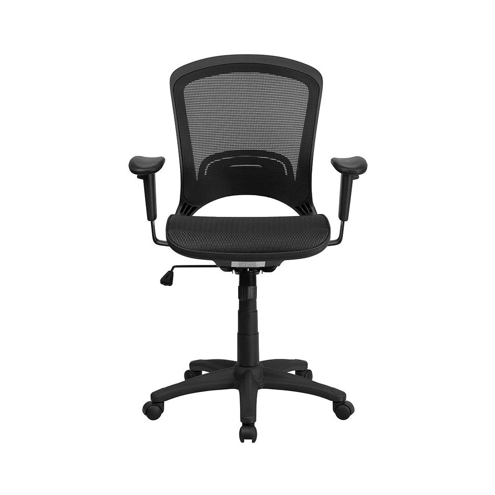 Mid-Back Transparent Black Mesh Executive Swivel Office Chair with Adjustable Arms
