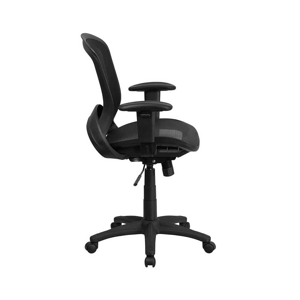 Mid-Back Transparent Black Mesh Executive Swivel Office Chair with Adjustable Arms