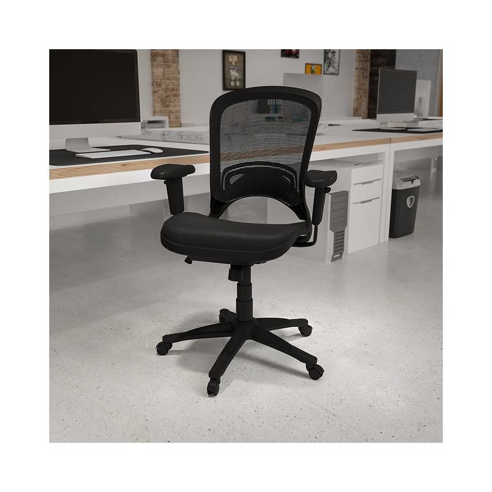 Mid-Back Transparent Black Mesh Executive Swivel Office Chair with Adjustable Arms