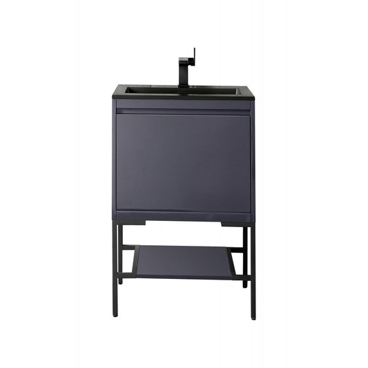 Milan 23.6" Single Vanity Modern Gray  Black w/Charcoal Black Composite Top