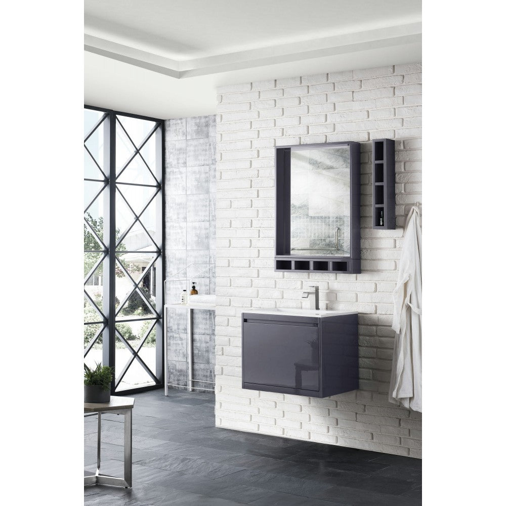 Milan 23.6" Single Vanity, Modern Gray Glossy w/Glossy White Composite Top