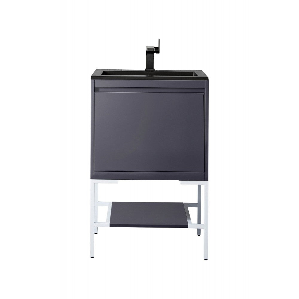 Milan 23.6" Single Vanity Modern Gray   White w/Charcoal Black Composite Top