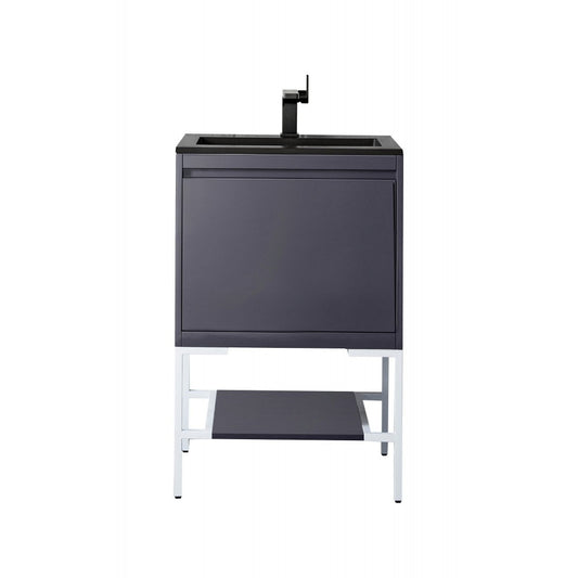 Milan 23.6" Single Vanity Modern Gray   White w/Charcoal Black Composite Top