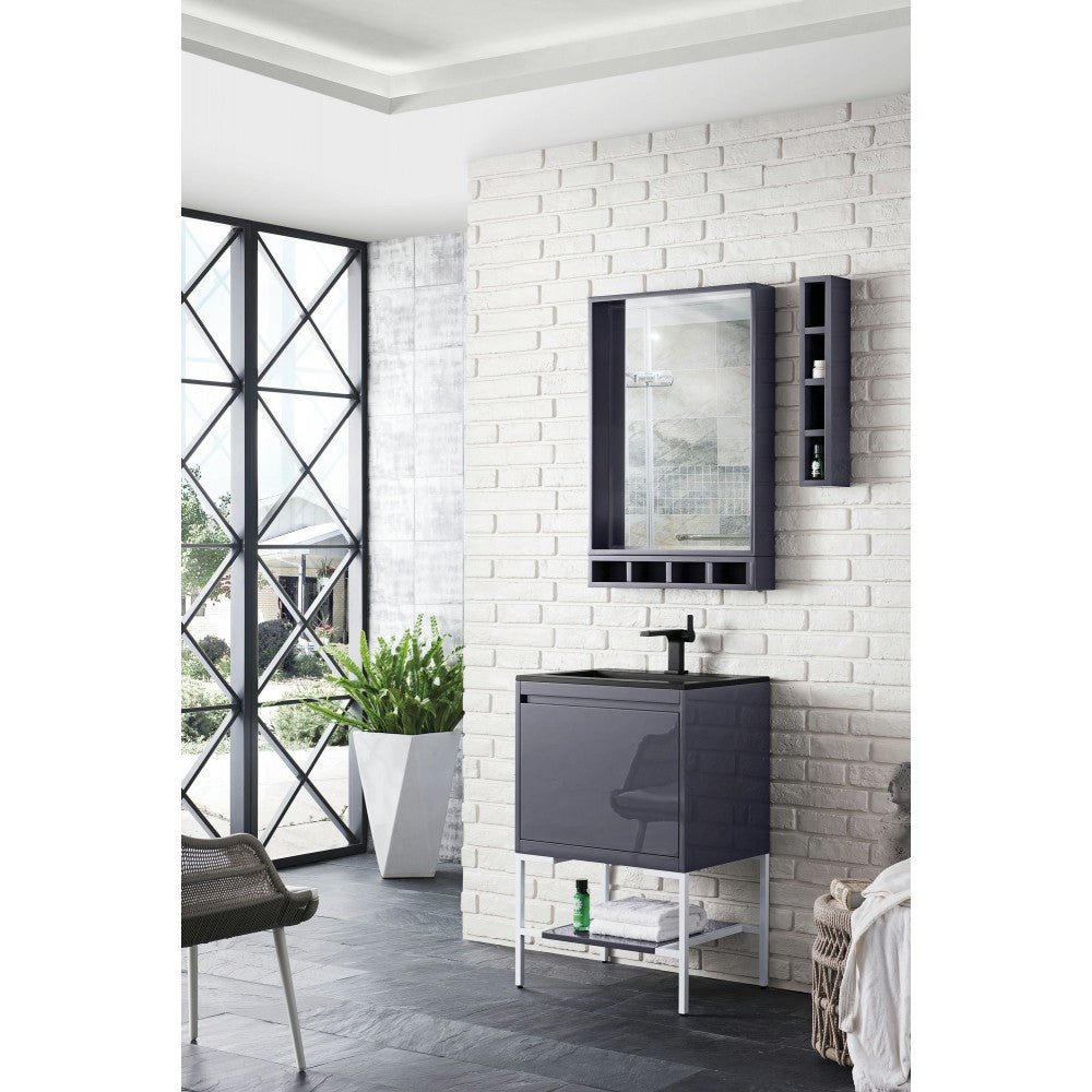 Milan 23.6" Single Vanity Modern Gray   White w/Charcoal Black Composite Top