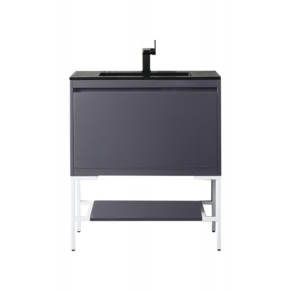 Milan 31.5" Single Vanity Modern Gray   White w/Charcoal Black Composite Top