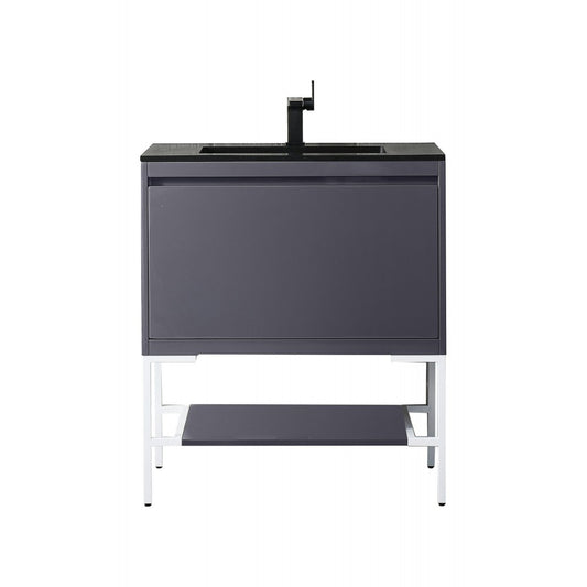 Milan 31.5" Single Vanity Modern Gray   White w/Charcoal Black Composite Top