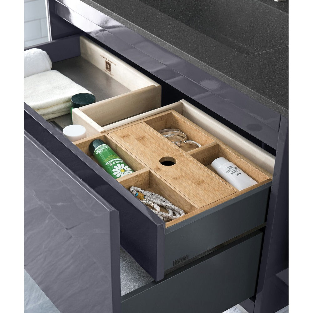 Milan 35.4" Single Vanity, Modern Gray Glossy w/Charcoal Black Composite Top