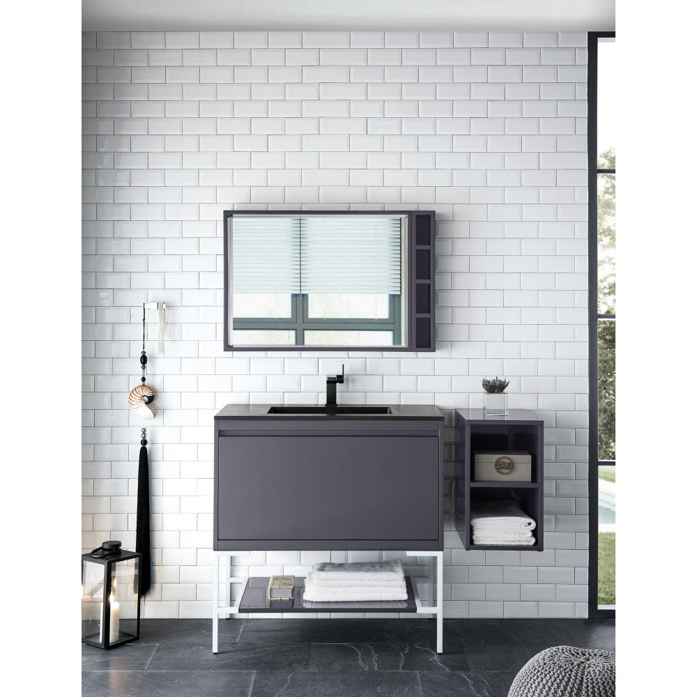 Milan 35.4" Single Vanity Modern Gray   White w/Charcoal Black Composite Top