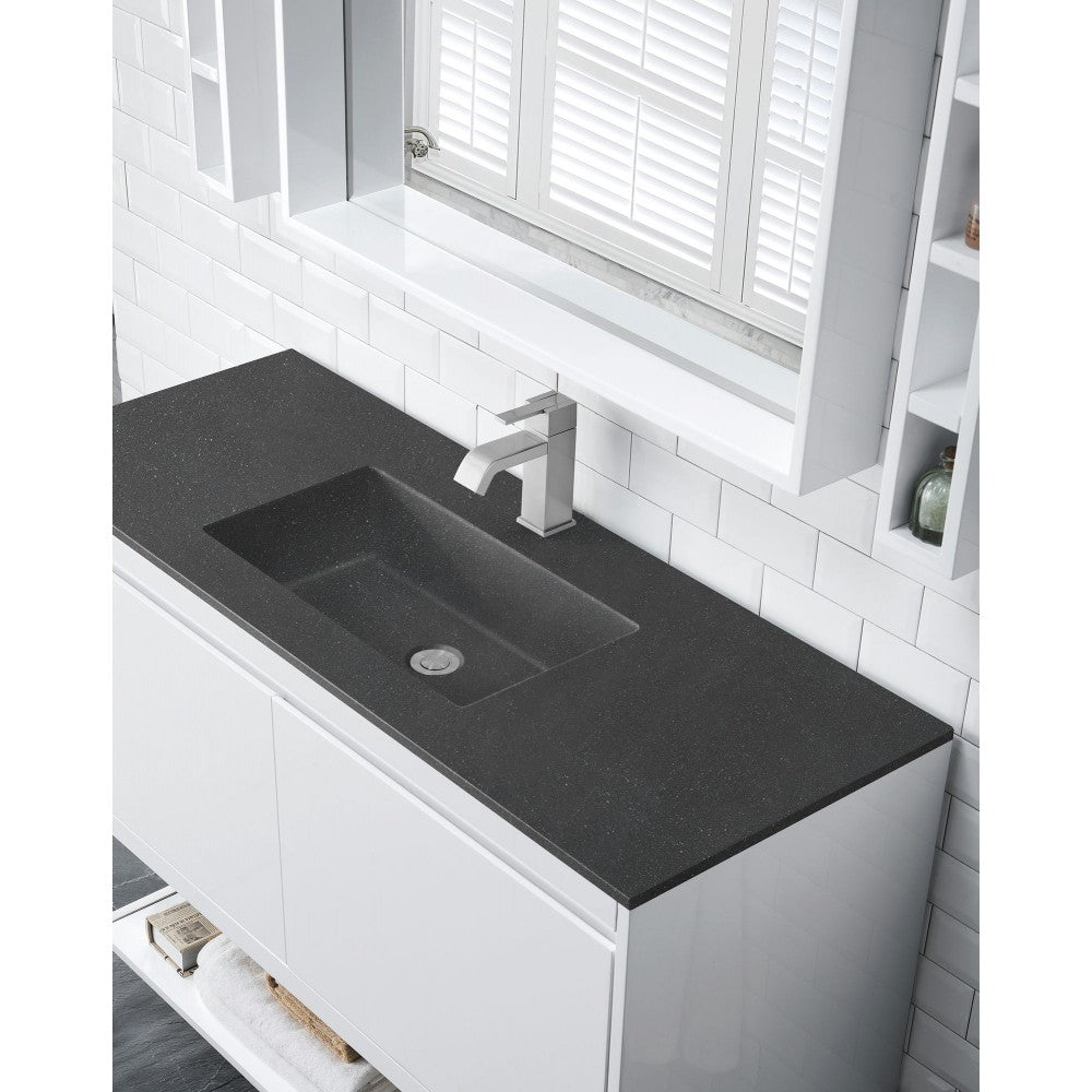 Milan 47.3" Single Vanity Glossy White Nickel w/Charcoal Black Composite Top