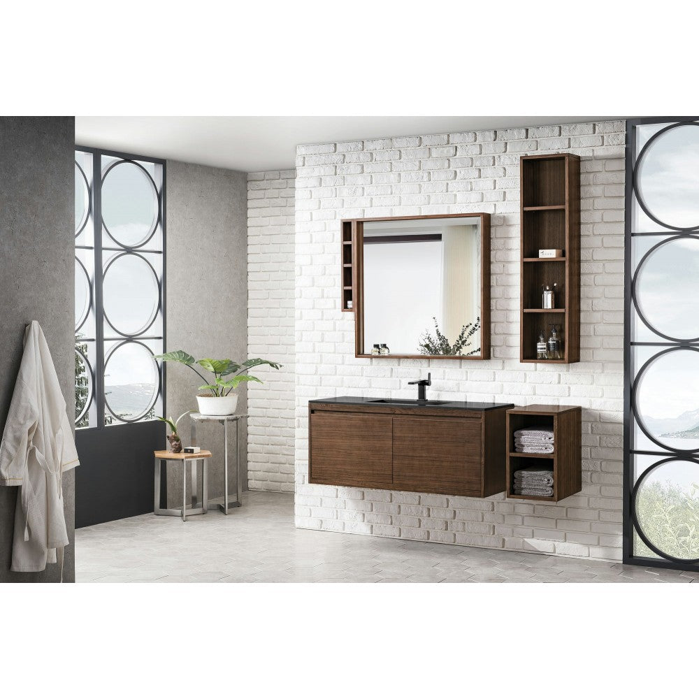 Milan 47.3" Single Vanity, Mid Century Walnut w/Charcoal Black Composite Top
