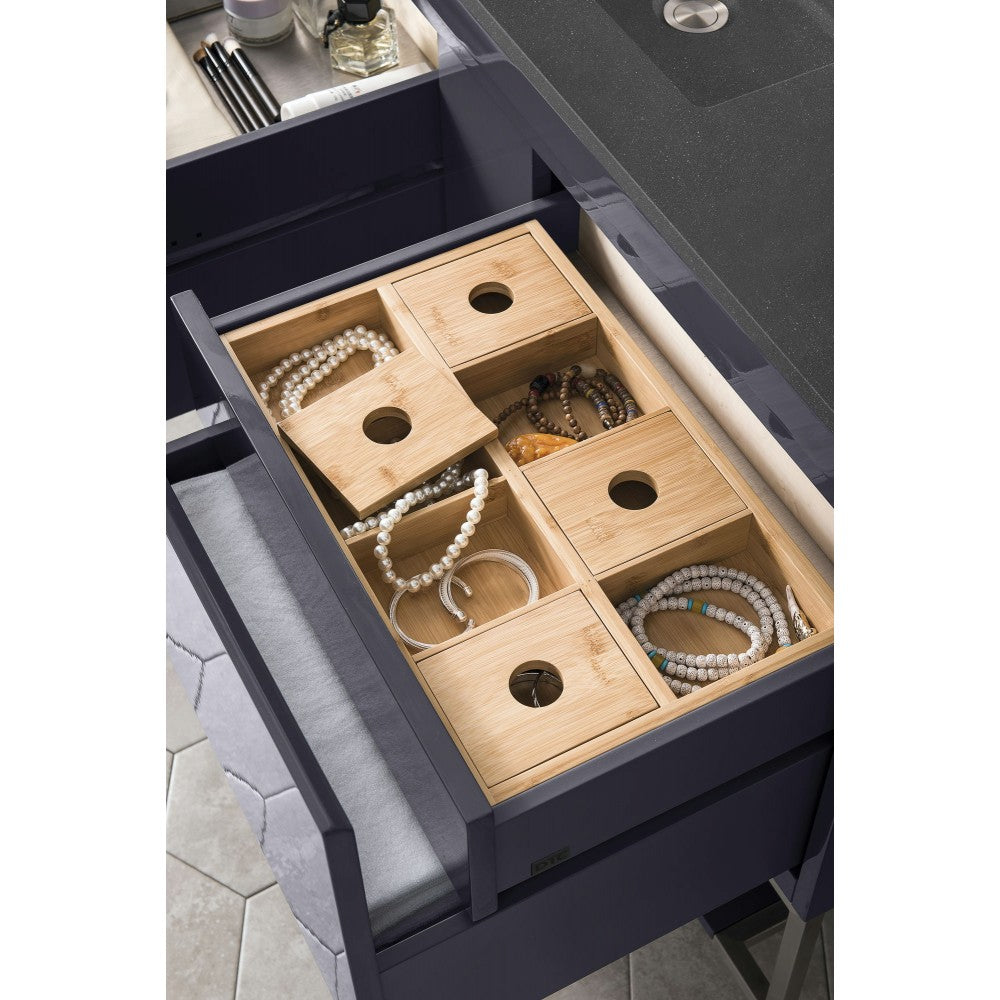 Milan 47.3" Single Vanity Modern Gray  Black w/Charcoal Black Composite Top