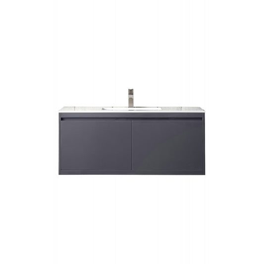 Milan 47.3" Single Vanity, Modern Gray Glossy w/Glossy White Composite Top