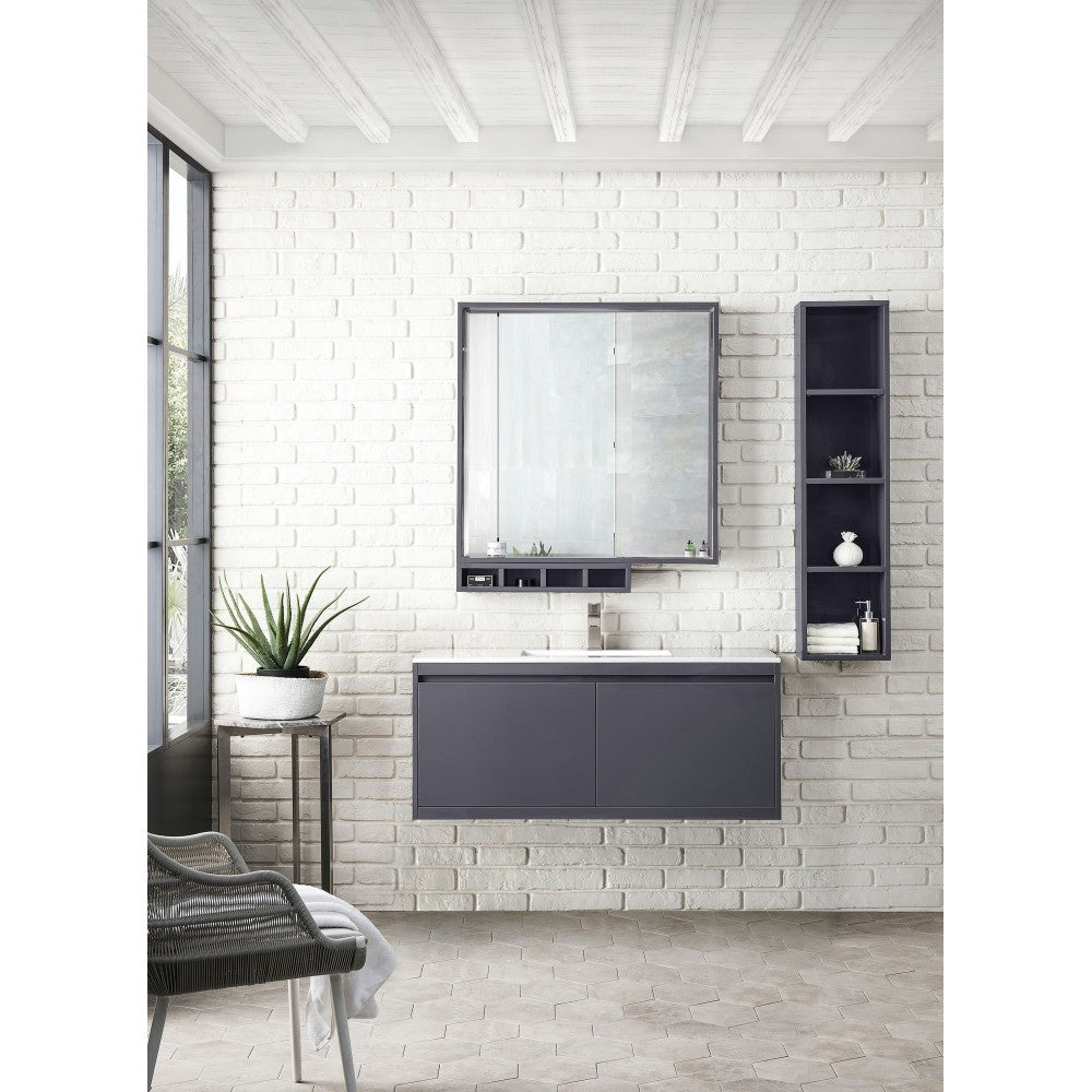 Milan 47.3" Single Vanity, Modern Gray Glossy w/Glossy White Composite Top