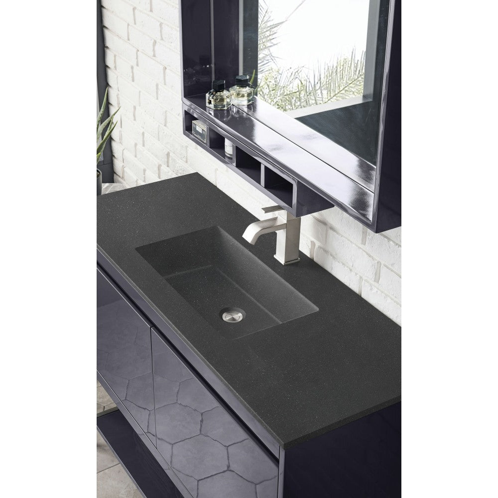 Milan 47.3" Single Vanity Modern Gray  Nickel w/Charcoal Black Composite Top