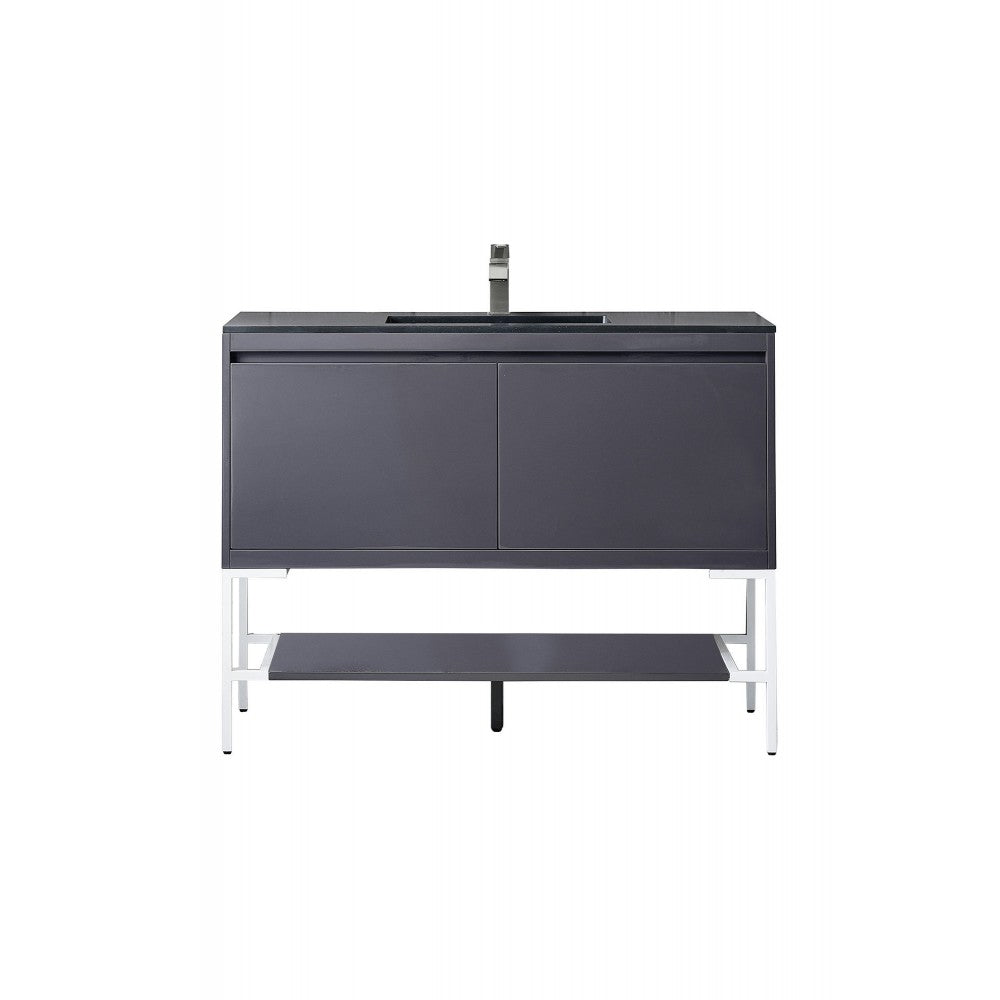 Milan 47.3" Single Vanity Modern Gray   White w/Charcoal Black Composite Top