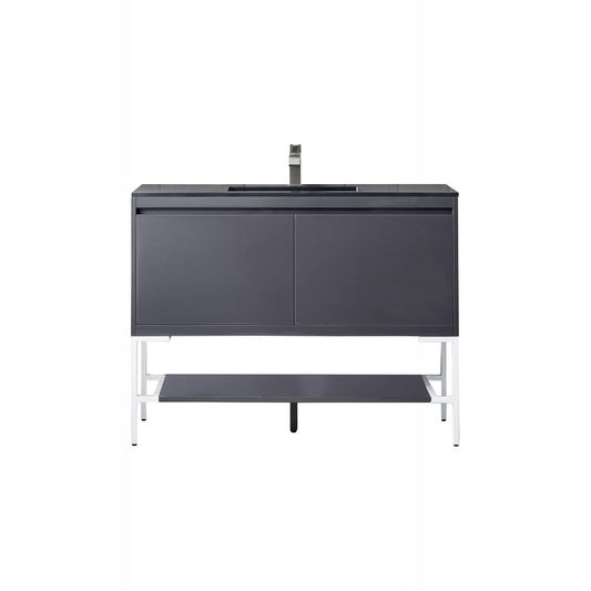 Milan 47.3" Single Vanity Modern Gray   White w/Charcoal Black Composite Top
