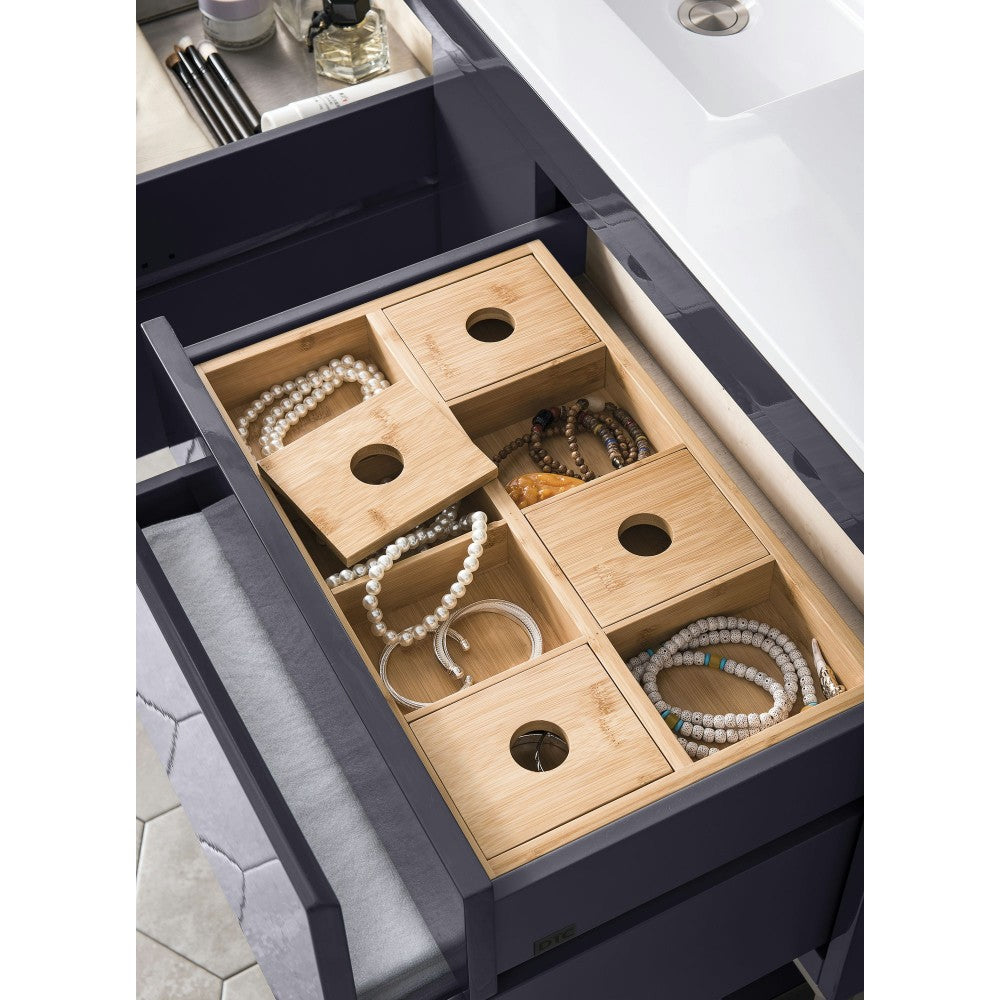 Milan 47.3" Single Vanity Modern Gray   White w/Charcoal Black Composite Top