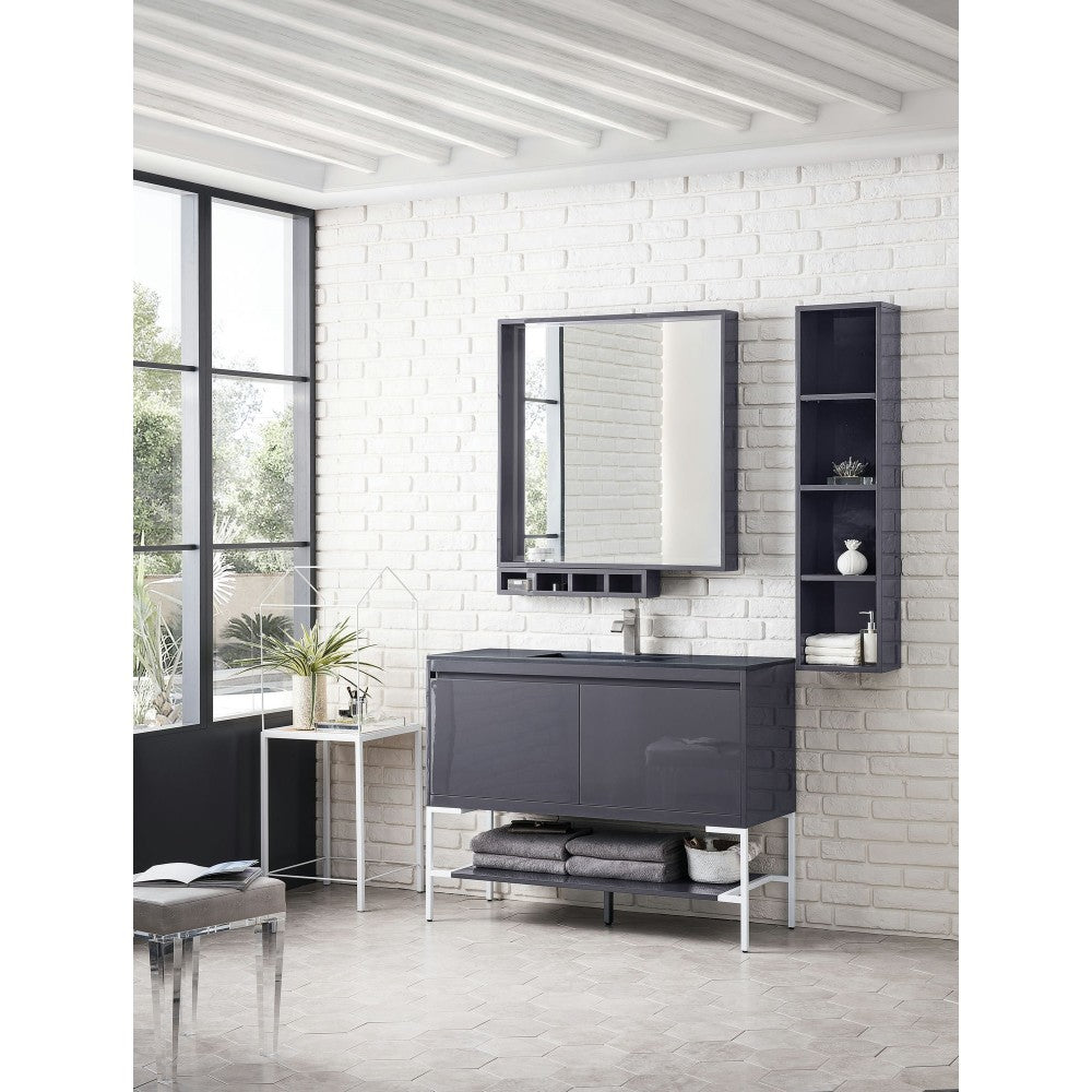 Milan 47.3" Single Vanity Modern Gray   White w/Charcoal Black Composite Top