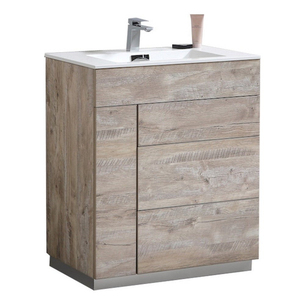 Milano 30" Nature Wood Modern Bathroom Vanity