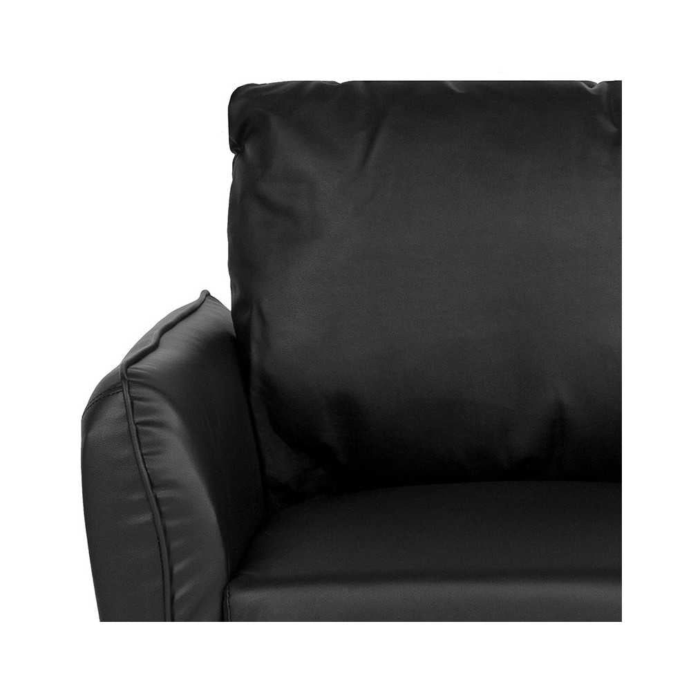 Milton Park Upholstered Plush Pillow Back Arm Chair in Black LeatherSoft
