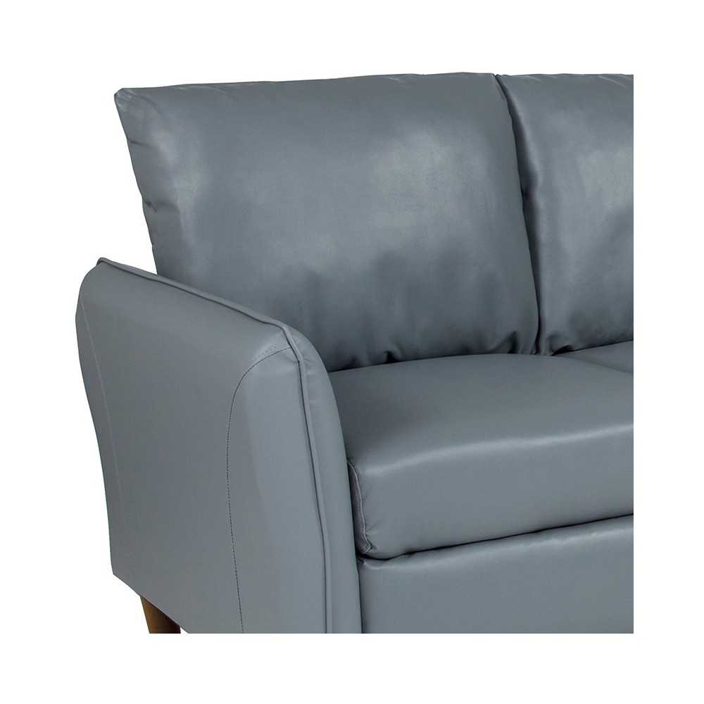 Milton Park Upholstered Plush Pillow Back Loveseat in Gray LeatherSoft