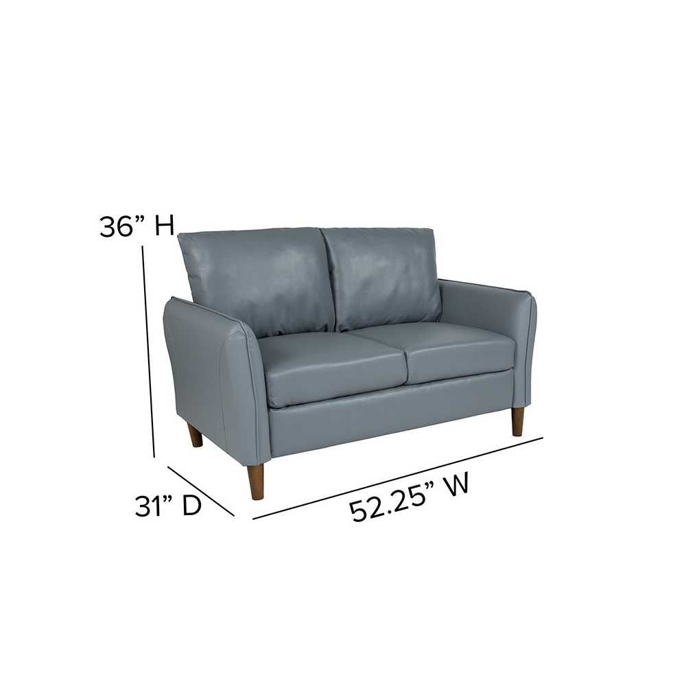 Milton Park Upholstered Plush Pillow Back Loveseat in Gray LeatherSoft