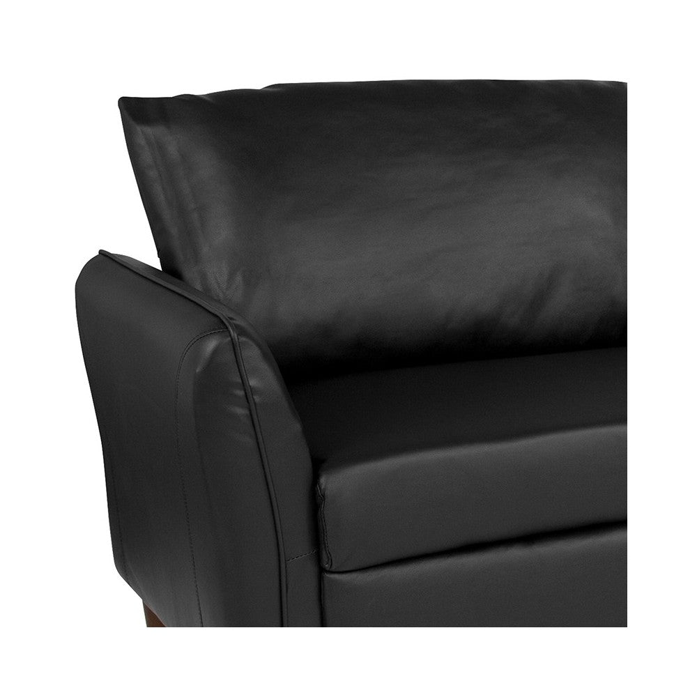 Milton Park Upholstered Plush Pillow Back Sofa in Black LeatherSoft