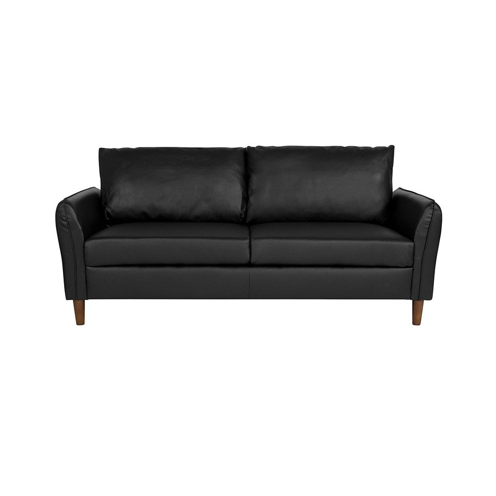 Milton Park Upholstered Plush Pillow Back Sofa in Black LeatherSoft