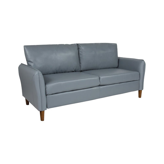 Milton Park Upholstered Plush Pillow Back Sofa in Gray LeatherSoft