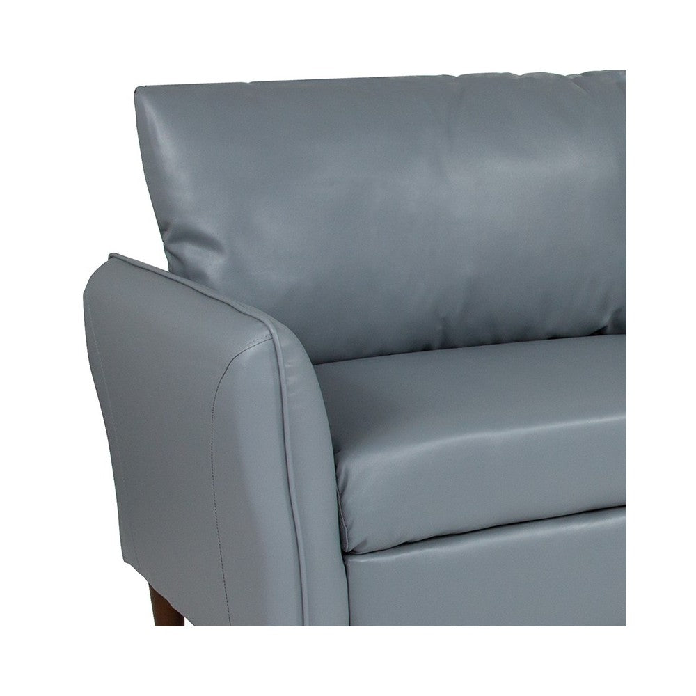 Milton Park Upholstered Plush Pillow Back Sofa in Gray LeatherSoft