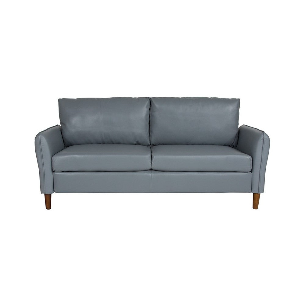 Milton Park Upholstered Plush Pillow Back Sofa in Gray LeatherSoft