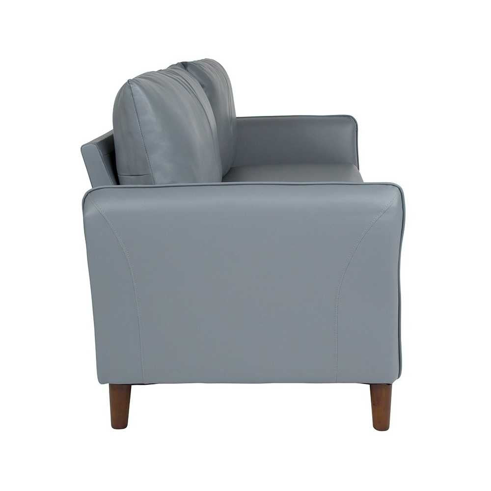 Milton Park Upholstered Plush Pillow Back Sofa in Gray LeatherSoft