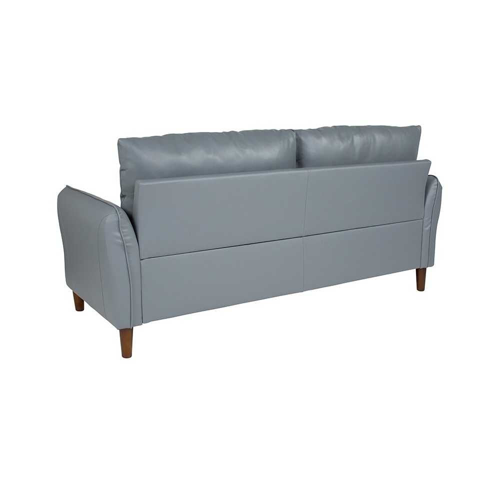 Milton Park Upholstered Plush Pillow Back Sofa in Gray LeatherSoft