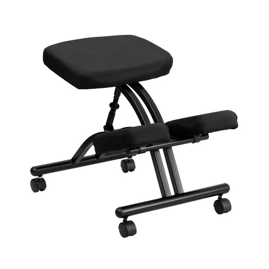 Mobile Ergonomic Kneeling Office Chair in Black Fabric