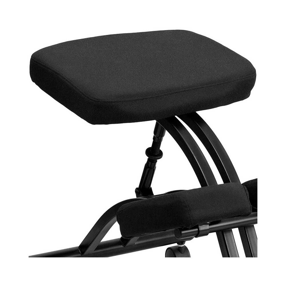 Mobile Ergonomic Kneeling Office Chair in Black Fabric