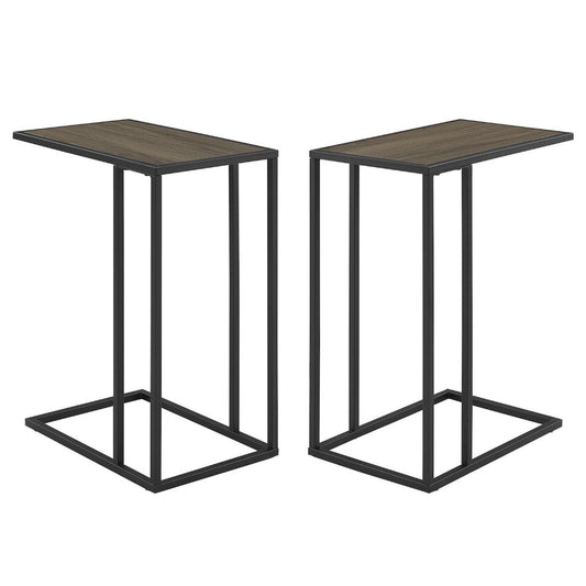 Modern Glam 2-Piece C-Table with Metal Base - Mocha