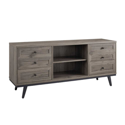 Modern Industrial 2 Door TV Stand for TVs up to 65 Inches - Slate Gray