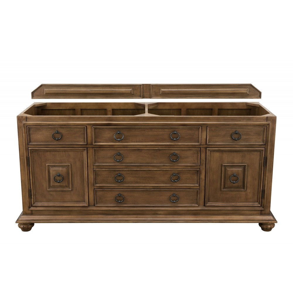 Mykonos 72" Double Vanity Cabinet, Cinnamon, w/ 3 CM Gray Expo Quartz Top