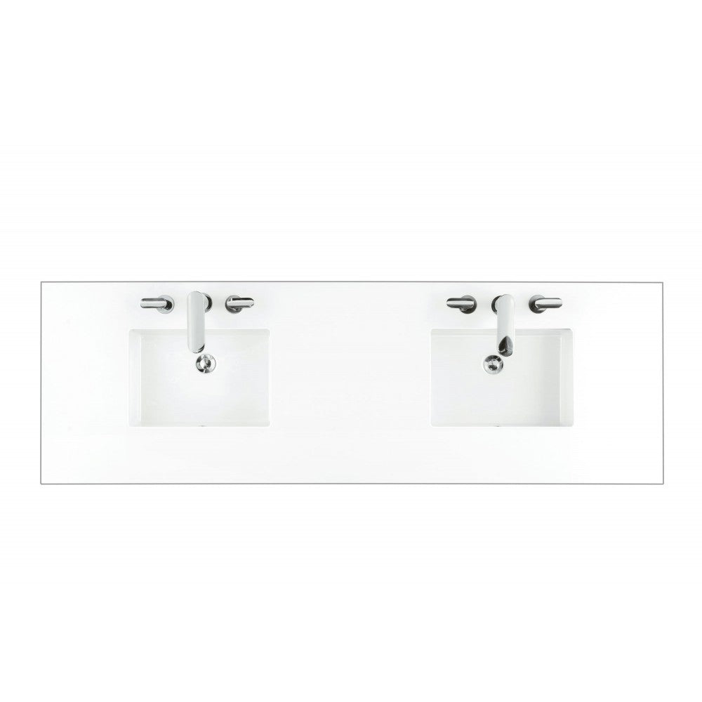 Mykonos 72" Double Vanity Cabinet, Cinnamon, w/ 3 CM Classic White Quartz Top