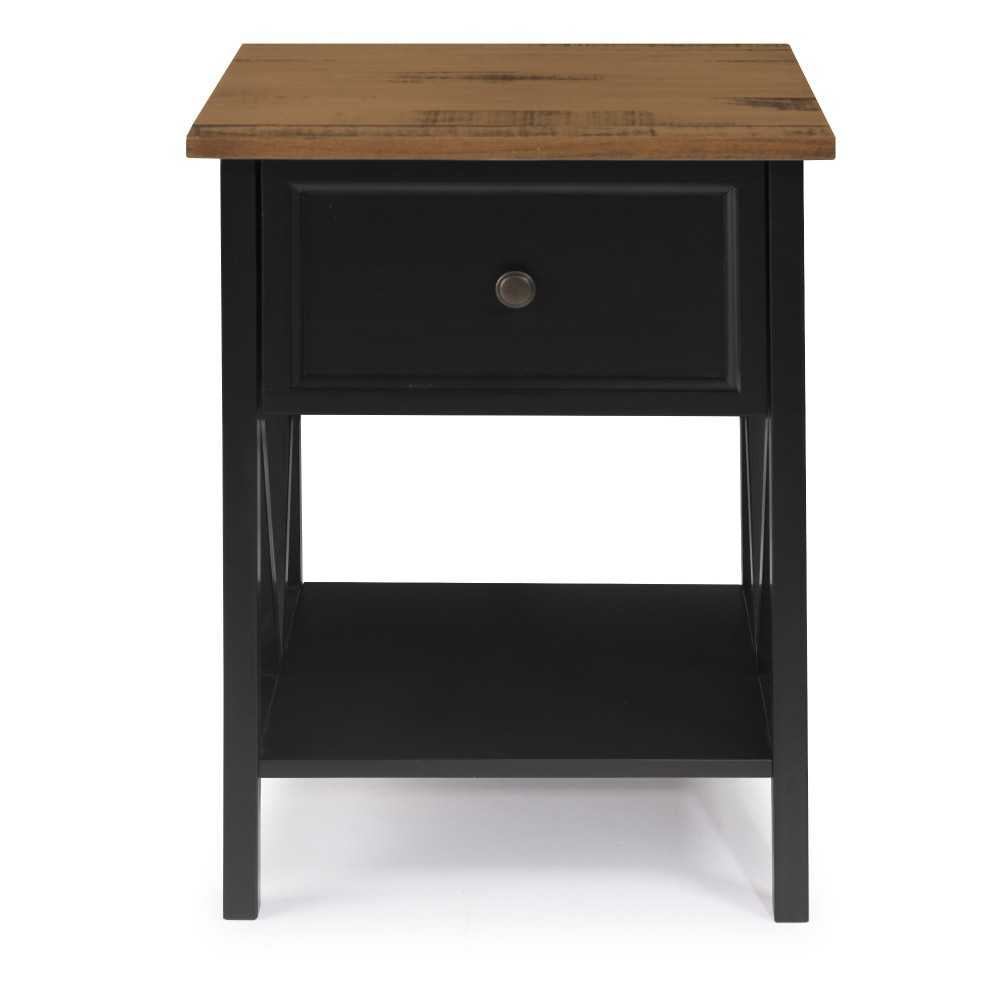 Natalee 19" 1 Drawer Wood Side Table - Rustic Oak/Black