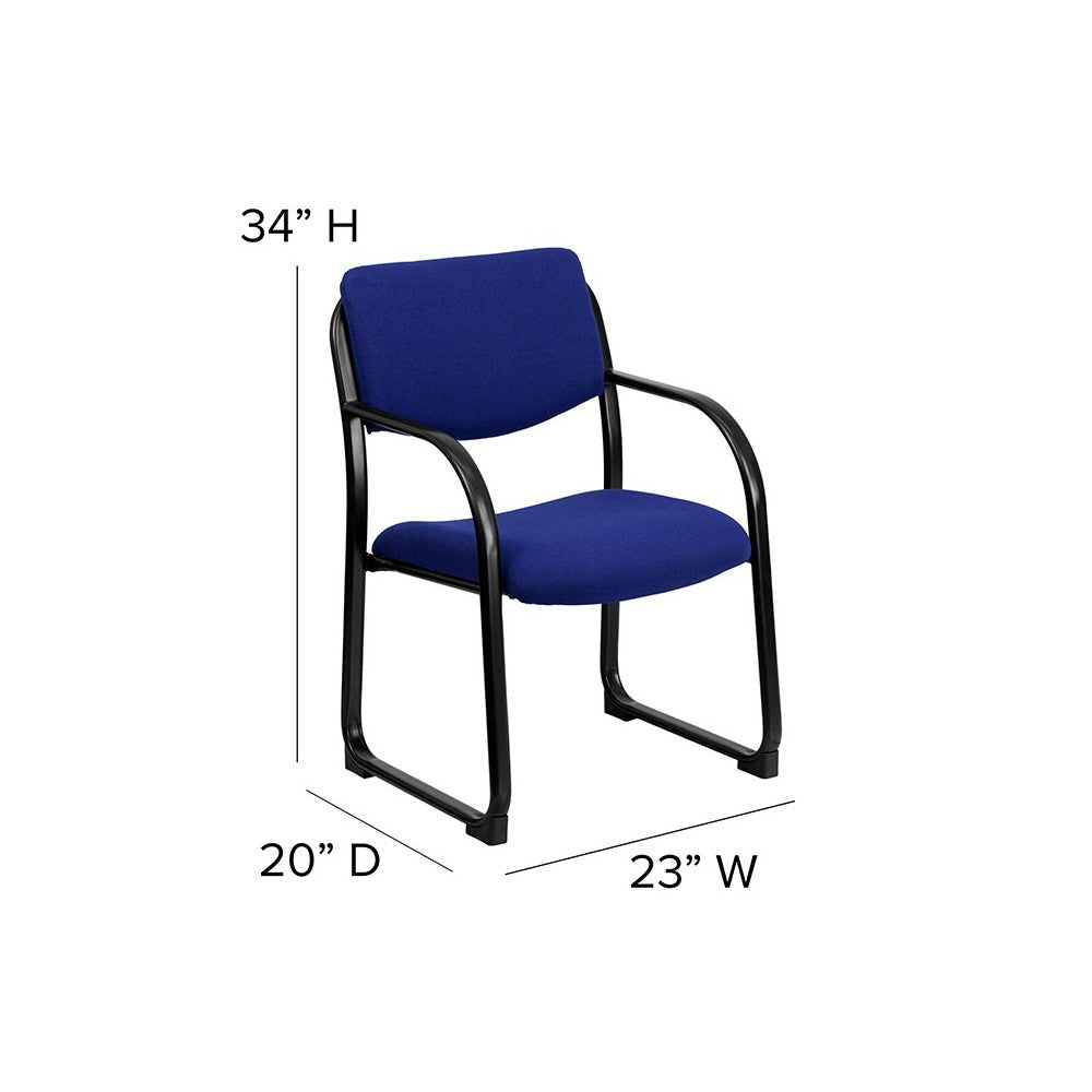 Navy Fabric Executive Side Reception Chair with Sled Base