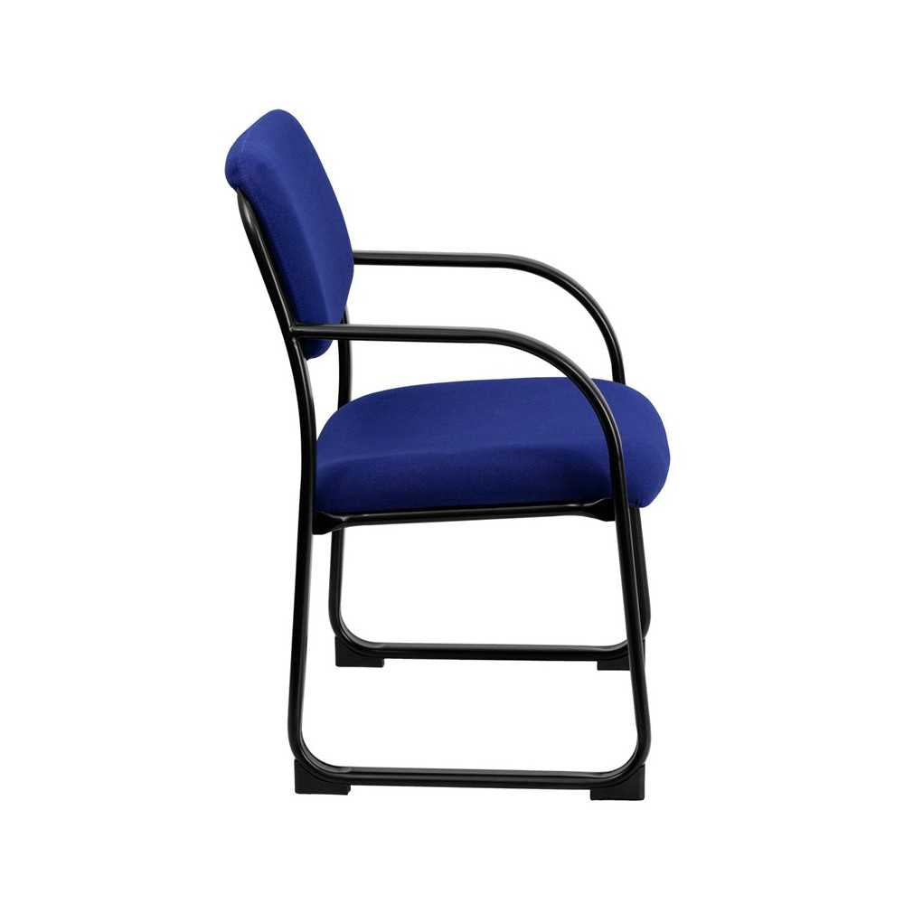 Navy Fabric Executive Side Reception Chair with Sled Base
